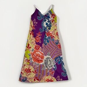 Natori Slip Dress Long Maxi Nightgown Multicolor Floral Summer Boho Sz L *Read